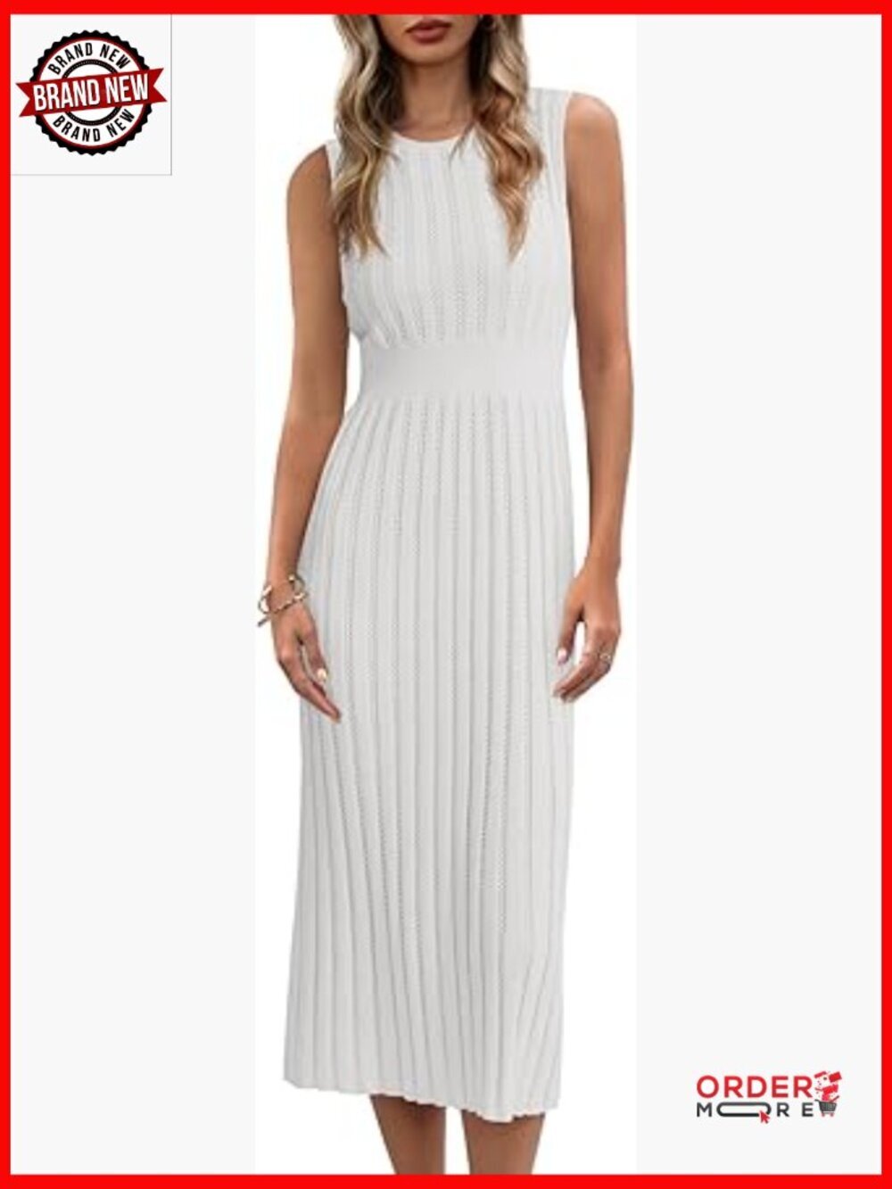 Women's Knit Midi Tank Dress Bodycon Sleeveless Crew Neck Fall Going Out Dress